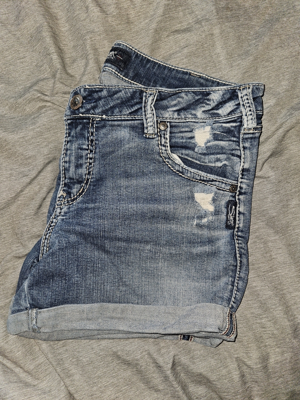 Silver Jeans Blue Distressed Denim Jean Shorts